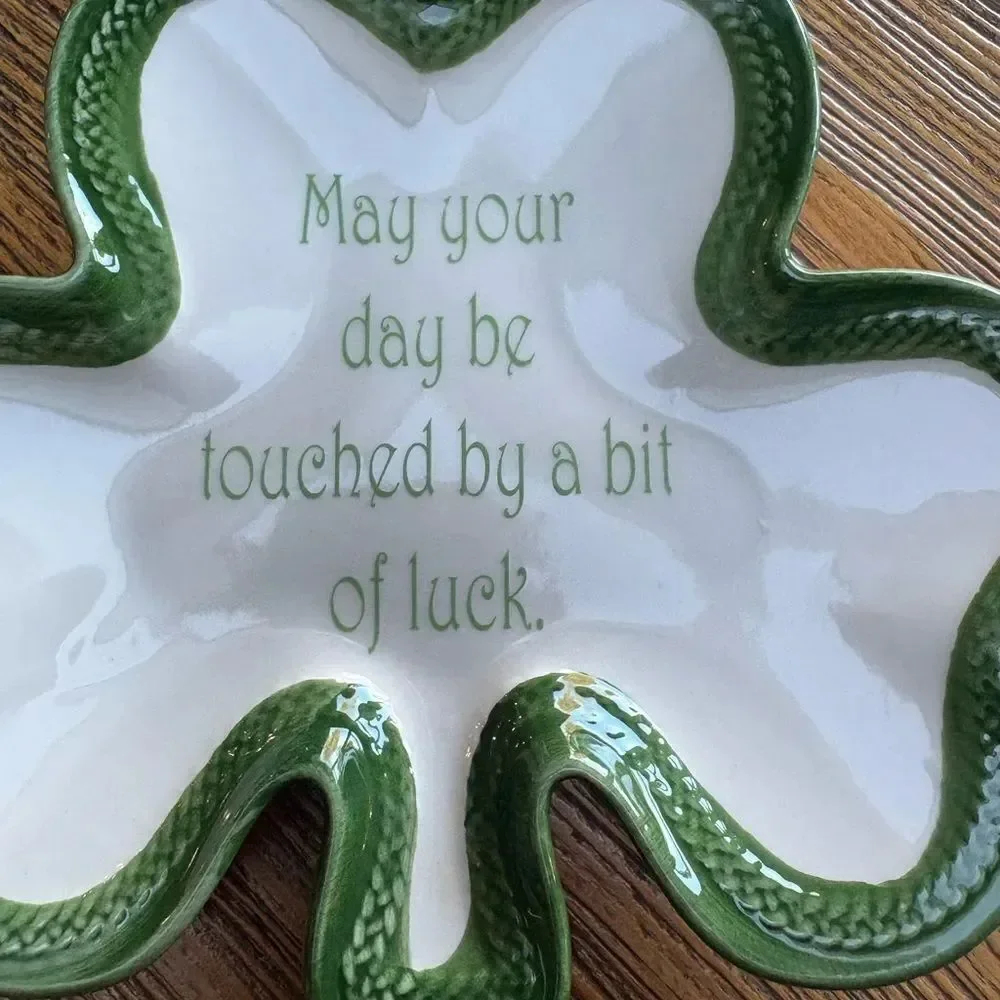 Green Shamrock Decorative Dish